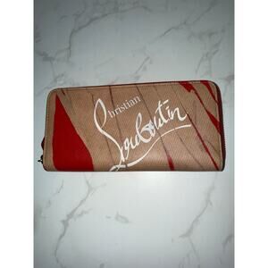 Christian Louboutin Panettone Zip Wallet in Kraft/Red